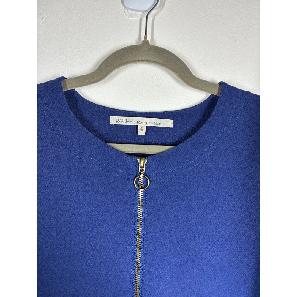 RACHEL Rachel Roy Royal Blue Sleeveless Zip Front Shift Dress Plus Size 3X - Picture 3 of 10